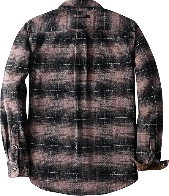 Dubinik® Mens Flannel Shirts Long Sleeve Casual Button Down Heavyweight Soft Pure Cotton Plaid Warm Suede Cuffs#0082009