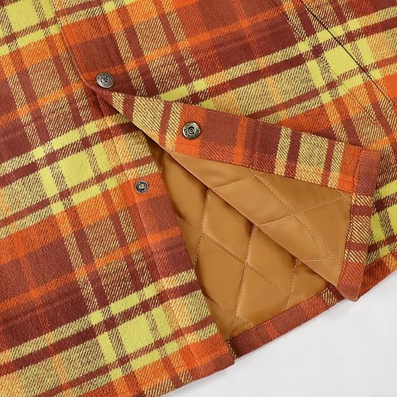 Dubinik® Mens Lightweight Jacket Cozy Warm Lined Flannel Shirts for Men Long Sleeve Snap Casual Plaid 2 Chest Pockets#0181013