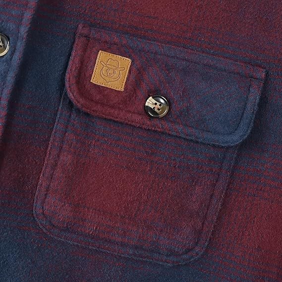 Dubinik® Mens Flannel Shirts Long Sleeve Casual Button Down Heavyweight Soft Pure Cotton Plaid Warm Suede Cuffs#0082004