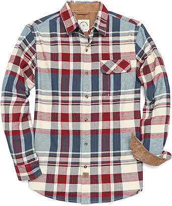 Herren Mittelschweres Flanellhemd, Langarm, lässig, Button-Down, gebürstetes Hemd aus 100 % Baumwolle #1012