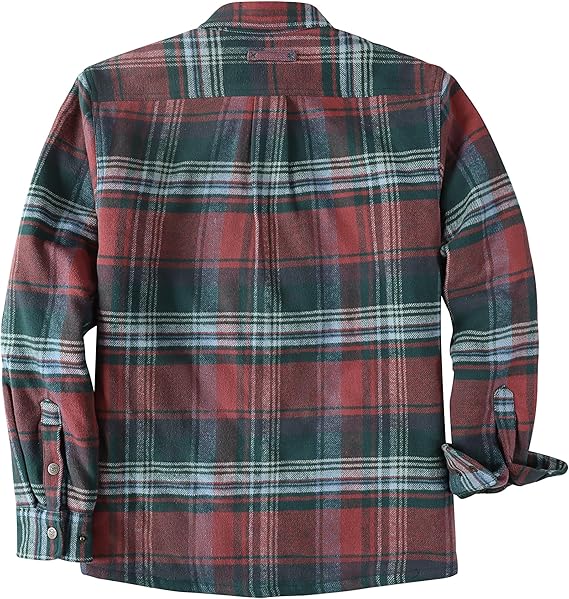 Dubinik® Mens Lightweight Jacket Cozy Warm Lined Flannel Shirts for Men Long Sleeve Snap Casual Plaid 2 Chest Pockets#0181014