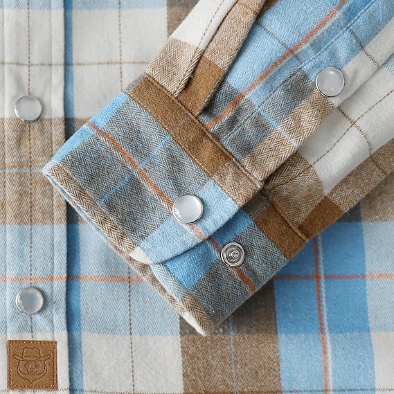 Mens Flannel Long Sleeve Pearl Snap Buttons Western Cowboy Vintage Casual Shirts #2821 Tall size in stock now!