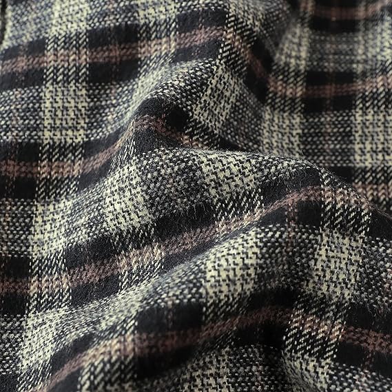 Dubinik® Mens Flannel Shirts Long Sleeve Casual Button Down Heavyweight Soft Pure Cotton Plaid Warm Suede Cuffs#0082015