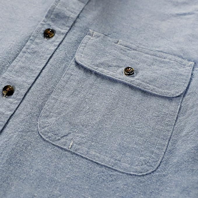 Mens Midweight Flannel Shirts Long Sleeve Casual Button Down Brushed 100% Cotton Shirt#1022
