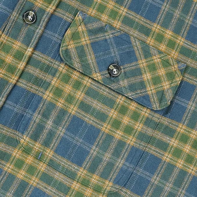 Herren Mittelschweres Flanellhemd, Langarm, lässig, Button-Down, gebürstetes Hemd aus 100 % Baumwolle #10113