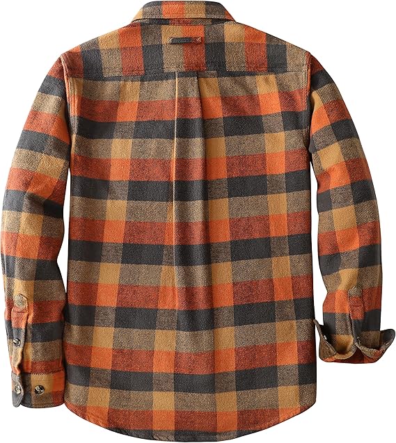 Dubinik® Mens Flannel Shirts Long Sleeve Casual Button Down Heavyweight Soft Pure Cotton Plaid Warm Suede Cuffs#0082011