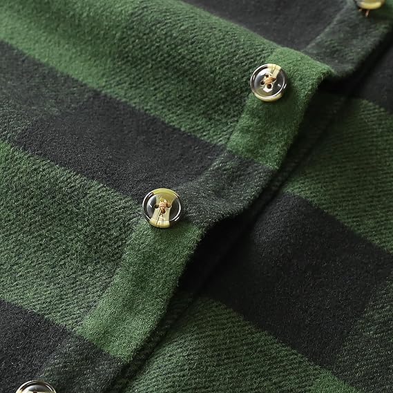 Dubinik® Mens Flannel Shirts Long Sleeve Casual Button Down Heavyweight Soft Pure Cotton Plaid Warm Suede Cuffs#0082017