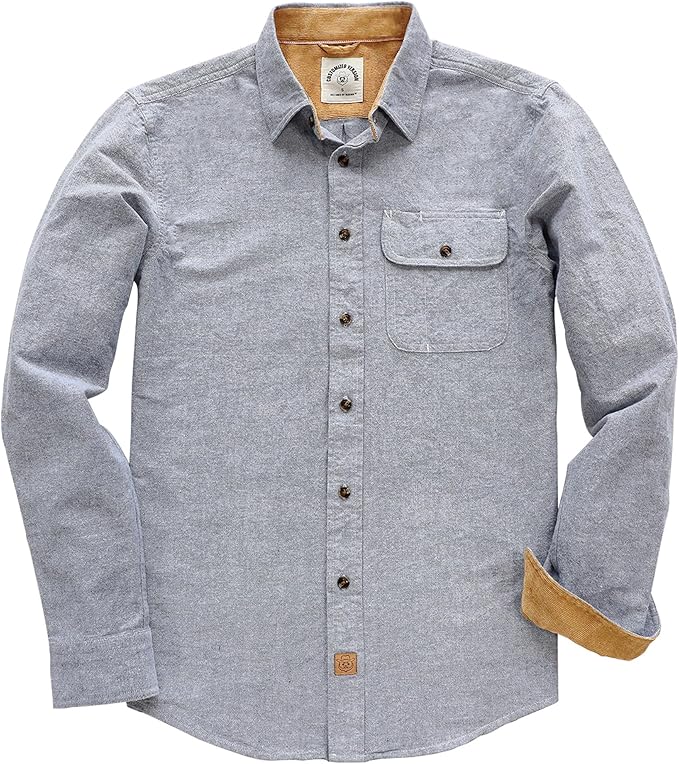 Chemises en flanelle mi-lourde pour hommes, manches longues, décontractées, boutonnées, 100 % coton brossé, n° 1023