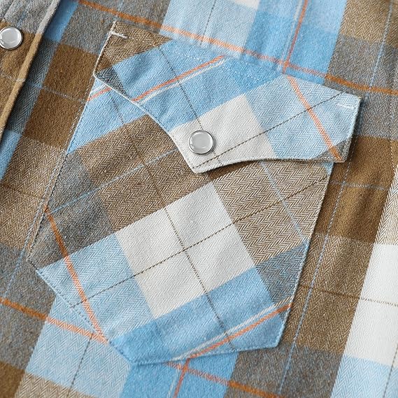 Mens Flannel Long Sleeve Pearl Snap Buttons Western Cowboy Vintage Casual Shirts #2821 Tall size in stock now!