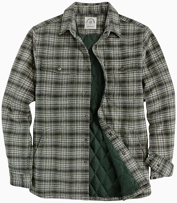 Dubinik® Mens Lightweight Jacket Cozy Warm Lined Flannel Shirts for Men Long Sleeve Snap Casual Plaid 2 Chest Pockets#0181008