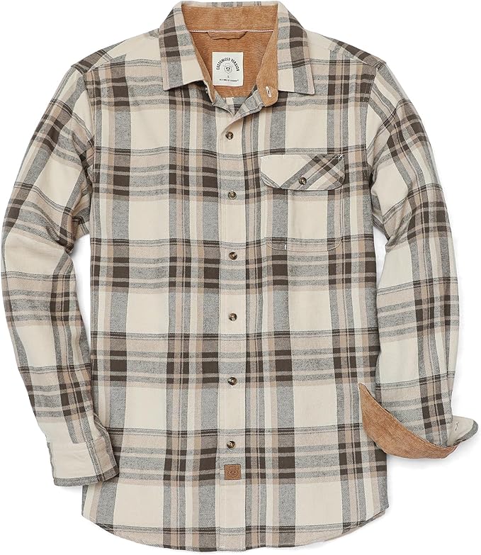 Herren Mittelschweres Flanellhemd Langarm Casual #1004