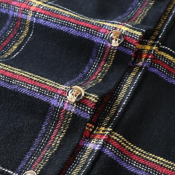 Dubinik® Mens Flannel Shirts Long Sleeve Casual Button Down Heavyweight Soft Pure Cotton Plaid Warm Suede Cuffs#0082007