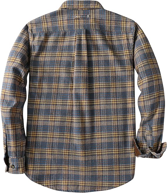 Dubinik® Mens Flannel Shirts Long Sleeve Casual Button Down Heavyweight Soft Pure Cotton Plaid Warm Suede Cuffs#0082006