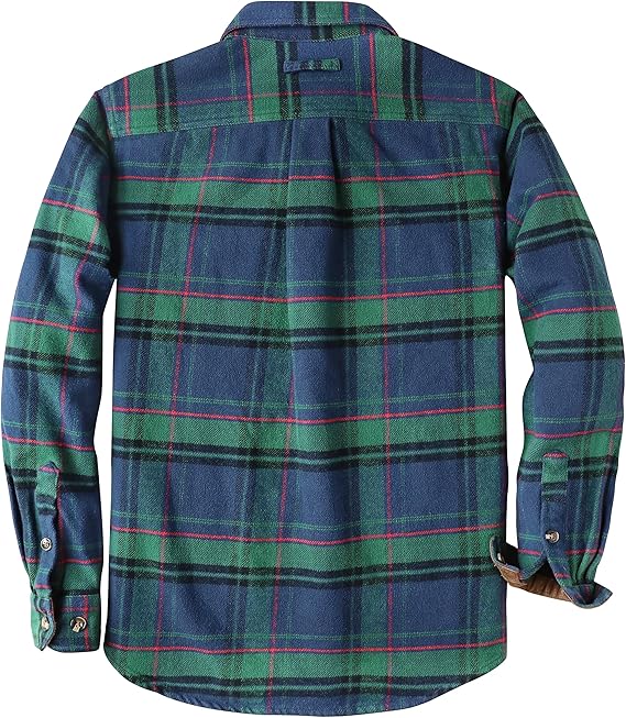 Dubinik® Mens Flannel Shirts Long Sleeve Casual Button Down Heavyweight Soft Pure Cotton Plaid Warm Suede Cuffs#0082016