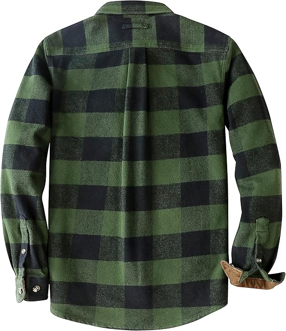 Dubinik® Mens Flannel Shirts Long Sleeve Casual Button Down Heavyweight Soft Pure Cotton Plaid Warm Suede Cuffs#0082017