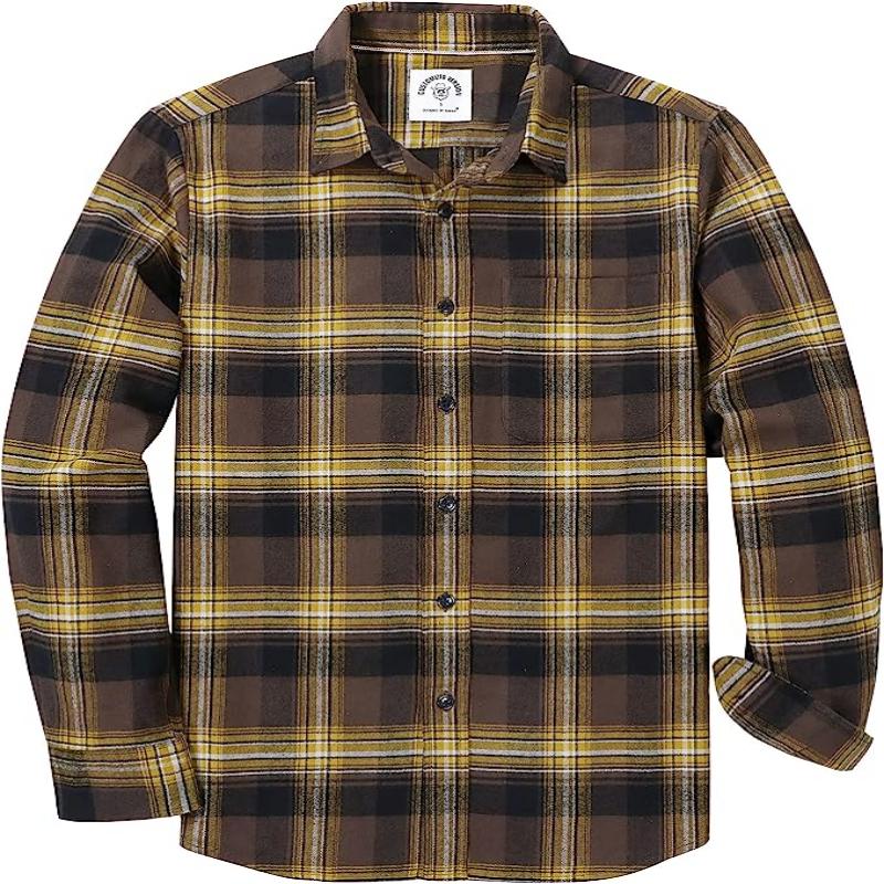 Dubinik® Herren Flanellhemden Langarm Button-Down Freizeit Arbeitshemd Kariert Herren Alle Baumwolle Weich mit Tasche Regular Fit #03-046