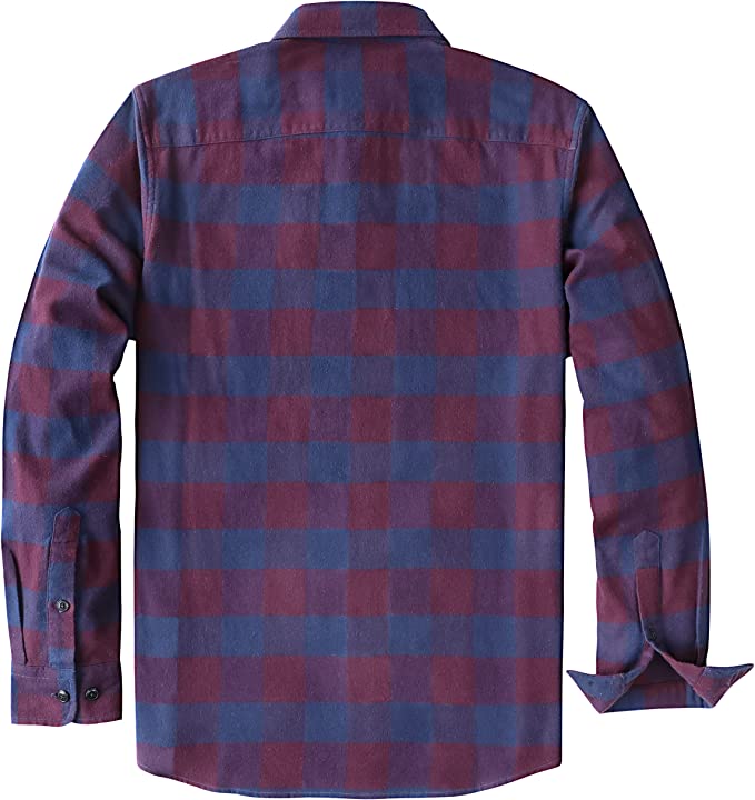 Dubinik® Herren Flanellhemden Langarm Button-Down Freizeit Arbeitshemd Kariert Herren Alle Baumwolle Weich mit Tasche Regular Fit #03-049