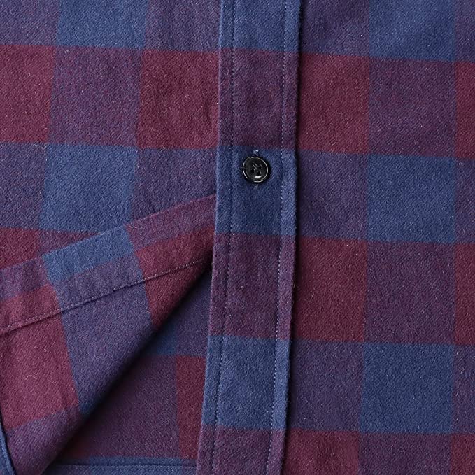 Dubinik® Herren Flanellhemden Langarm Button-Down Freizeit Arbeitshemd Kariert Herren Alle Baumwolle Weich mit Tasche Regular Fit #03-049