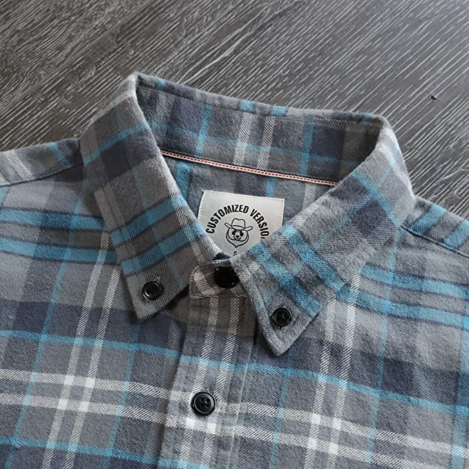 Dubinik® Mens Flannel Shirts Long Sleeve Button Down Casual Work Plaid Shirt Men All Cotton Soft with Pocket Regular Fit#03-054