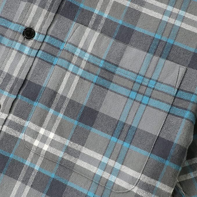 Dubinik® Mens Flannel Shirts Long Sleeve Button Down Casual Work Plaid Shirt Men All Cotton Soft with Pocket Regular Fit#03-054