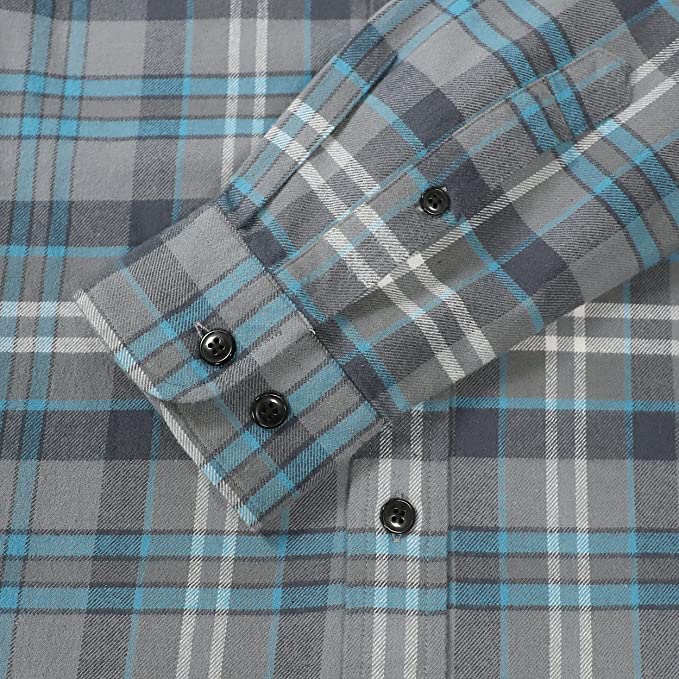Dubinik® Mens Flannel Shirts Long Sleeve Button Down Casual Work Plaid Shirt Men All Cotton Soft with Pocket Regular Fit#03-054