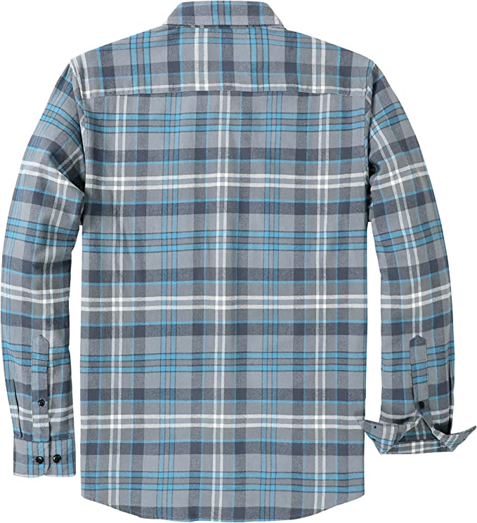 Dubinik® Mens Flannel Shirts Long Sleeve Button Down Casual Work Plaid Shirt Men All Cotton Soft with Pocket Regular Fit#03-054