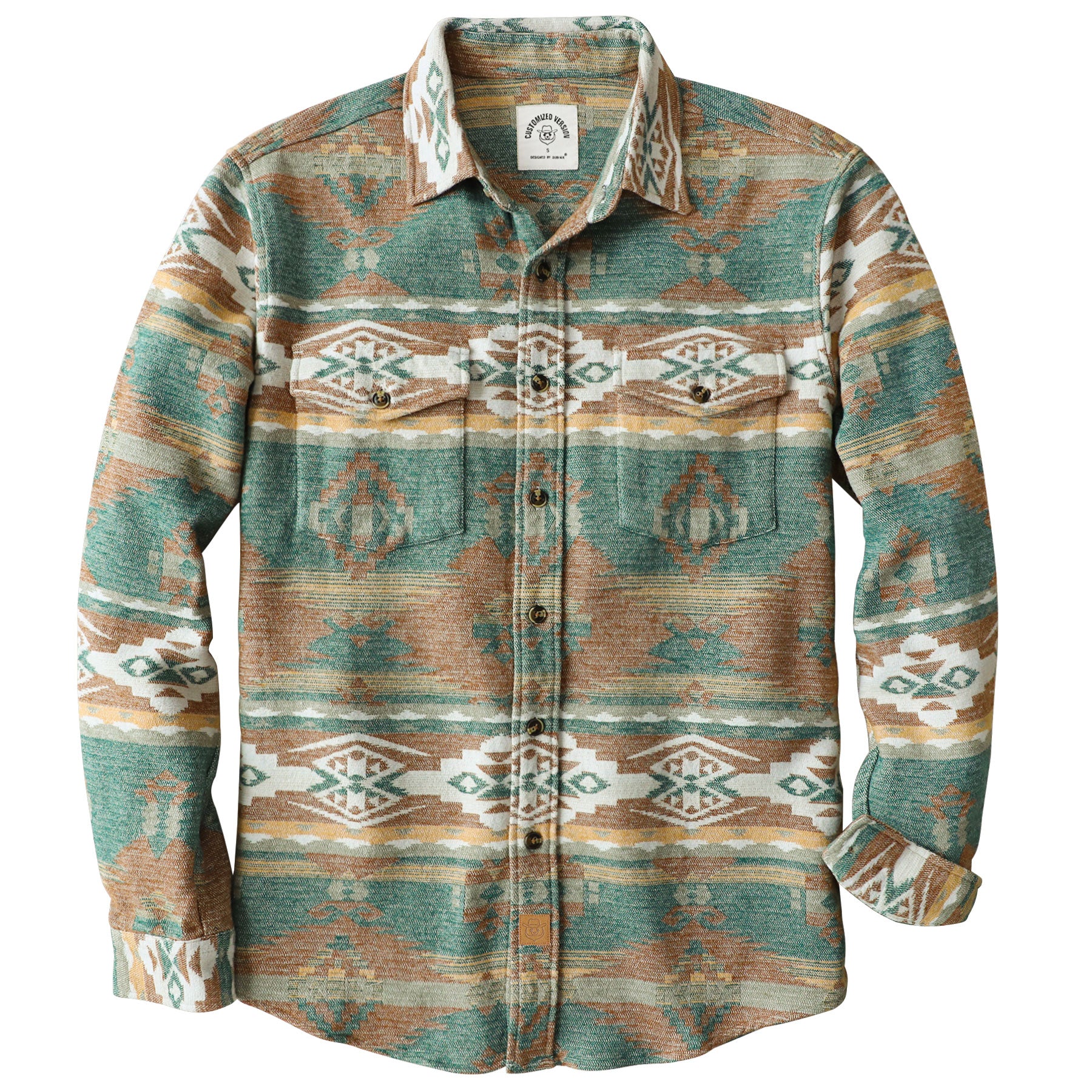 Dubinik® Herren Azteken-Flanellhemd, schwer, langärmlig, Button-Down, komplett aus weich gebürsteter Baumwolle, Cowboy-Funktionshemd, Freizeithemd, Jacke #30027