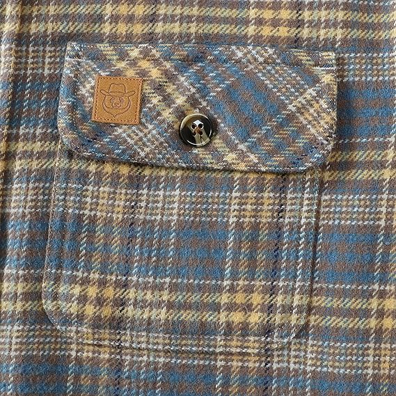Dubinik® Mens Flannel Shirts Long Sleeve Casual Button Down Heavyweight Soft Pure Cotton Plaid Warm Suede Cuffs#0082006