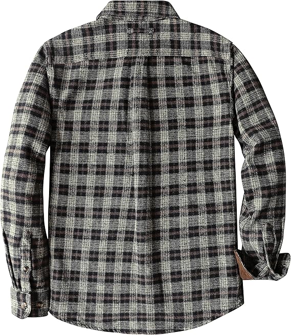 Dubinik® Mens Flannel Shirts Long Sleeve Casual Button Down Heavyweight Soft Pure Cotton Plaid Warm Suede Cuffs#0082015
