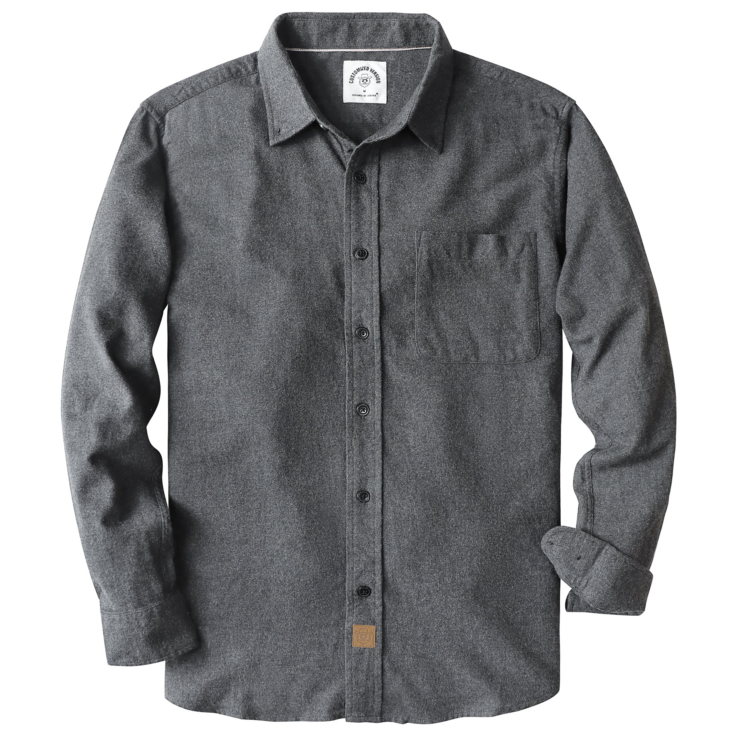 6oz Men's Plaid Flannel Long Sleeve Dark Grey Solid Shirts #0303 XL / Dark Grey 6oz Men's Plaid Flannel Long Sleeve Dark Grey Solid Shirts #0303 XL / Dark Grey