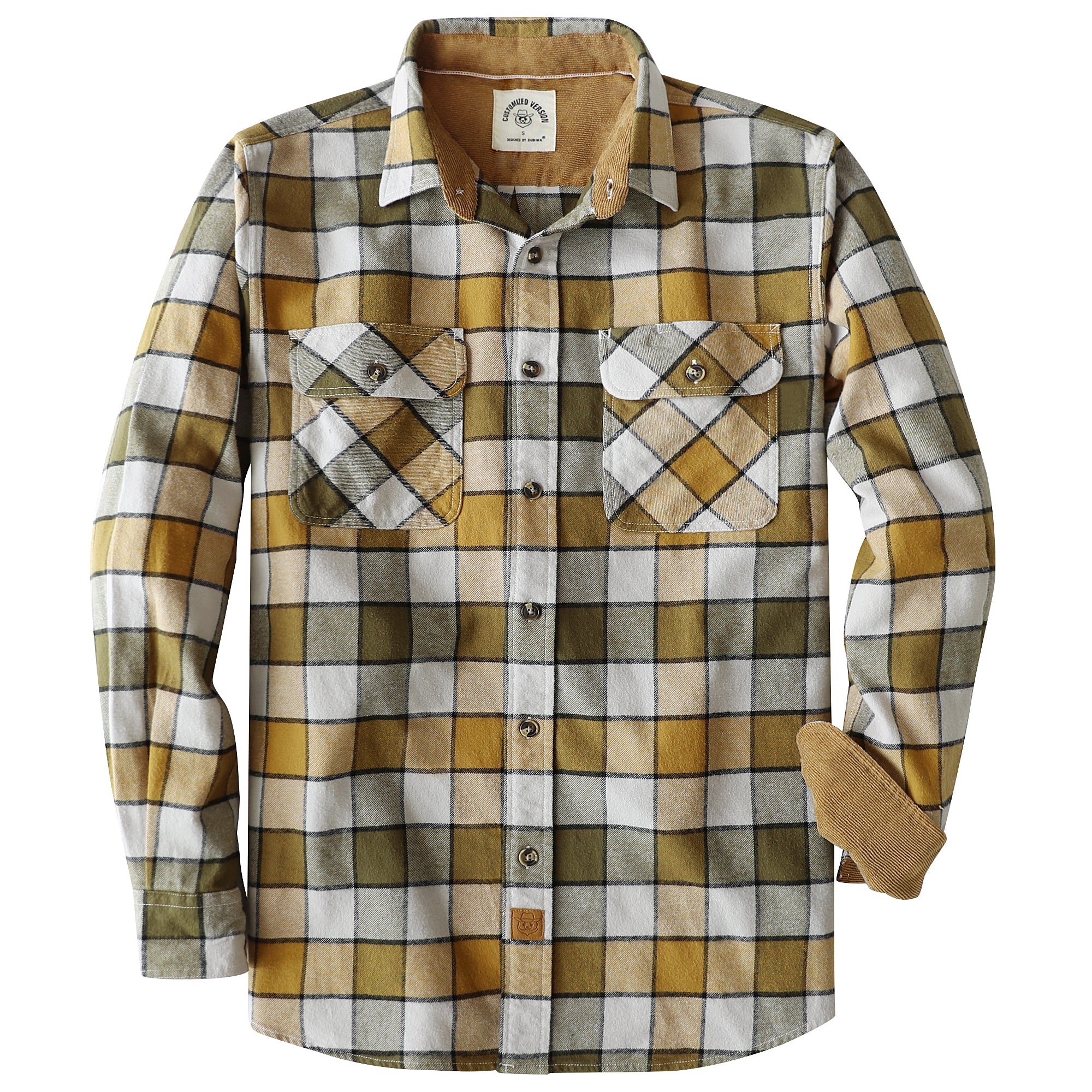 Dubinik® Herren-Flanellhemd, langärmelig, Button-Down-Karo, komplett aus weich gebürstetem Flanell aus Baumwolle für Herren, Freizeithemd #0030001