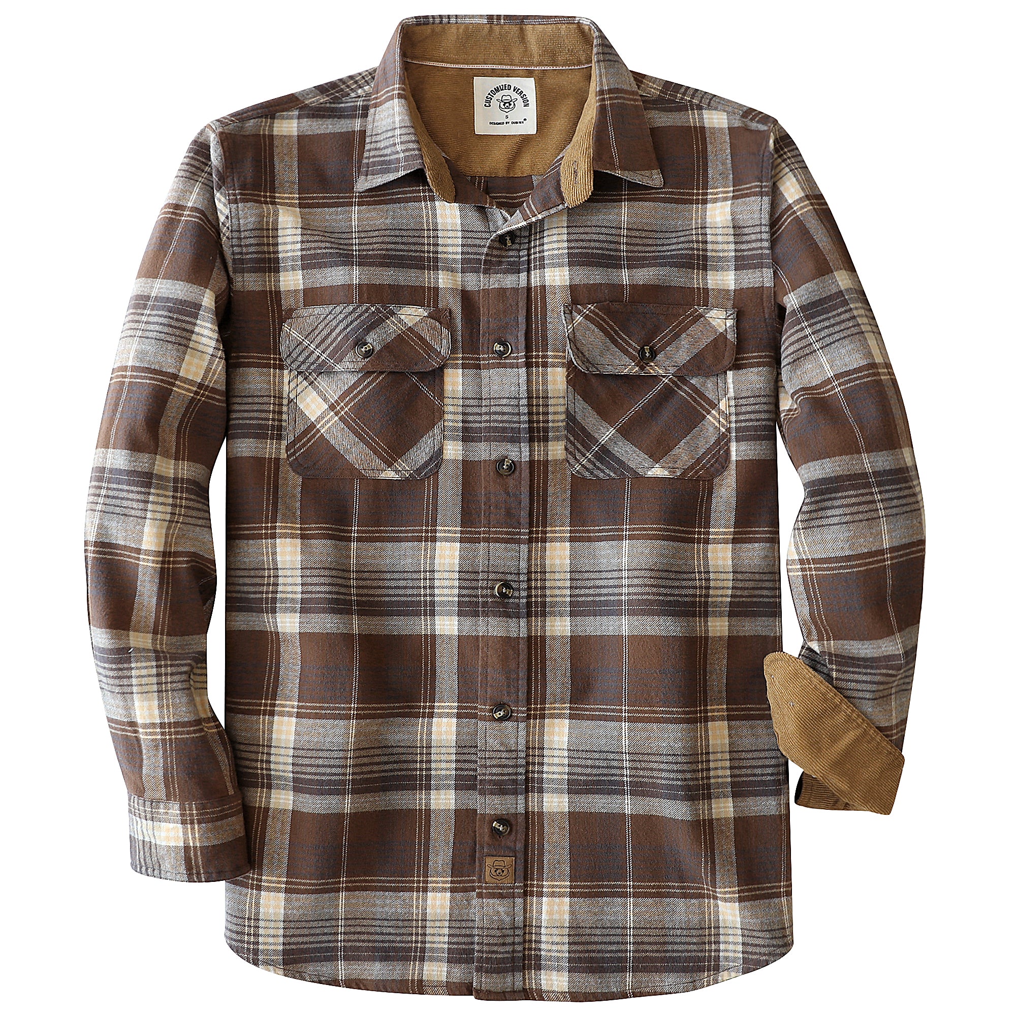 Chemise en flanelle Dubinik® pour homme, manches longues, boutonnée, à carreaux, tout en coton doux et brossé, chemise utilitaire décontractée pour homme #0030002