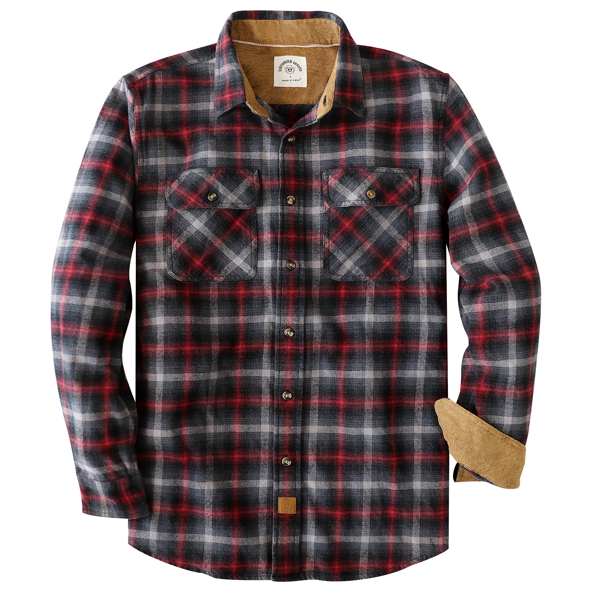 Dubinik® Mens Flannel Shirt Long Sleeve Button Down Plaid All Cotton Soft Brushed Flannel Shirt For Men Utility Casual Shirt #0030009