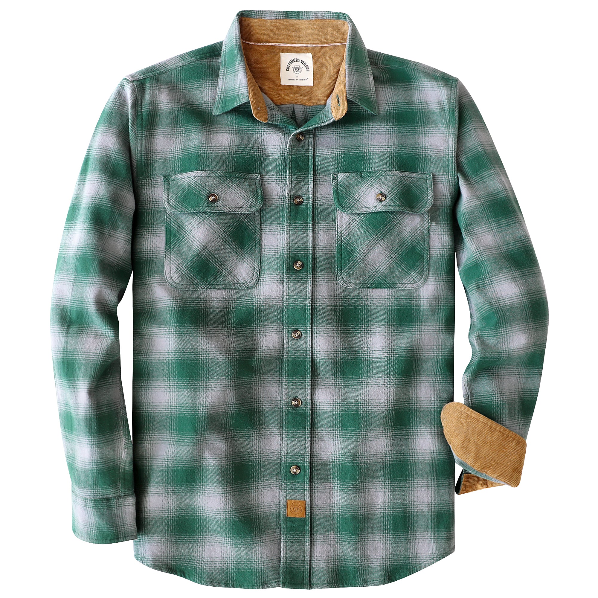 Dubinik® Mens Flannel Shirt Long Sleeve Button Down Plaid All Cotton Soft Brushed Flannel Shirt For Men Utility Casual Shirt #0030024