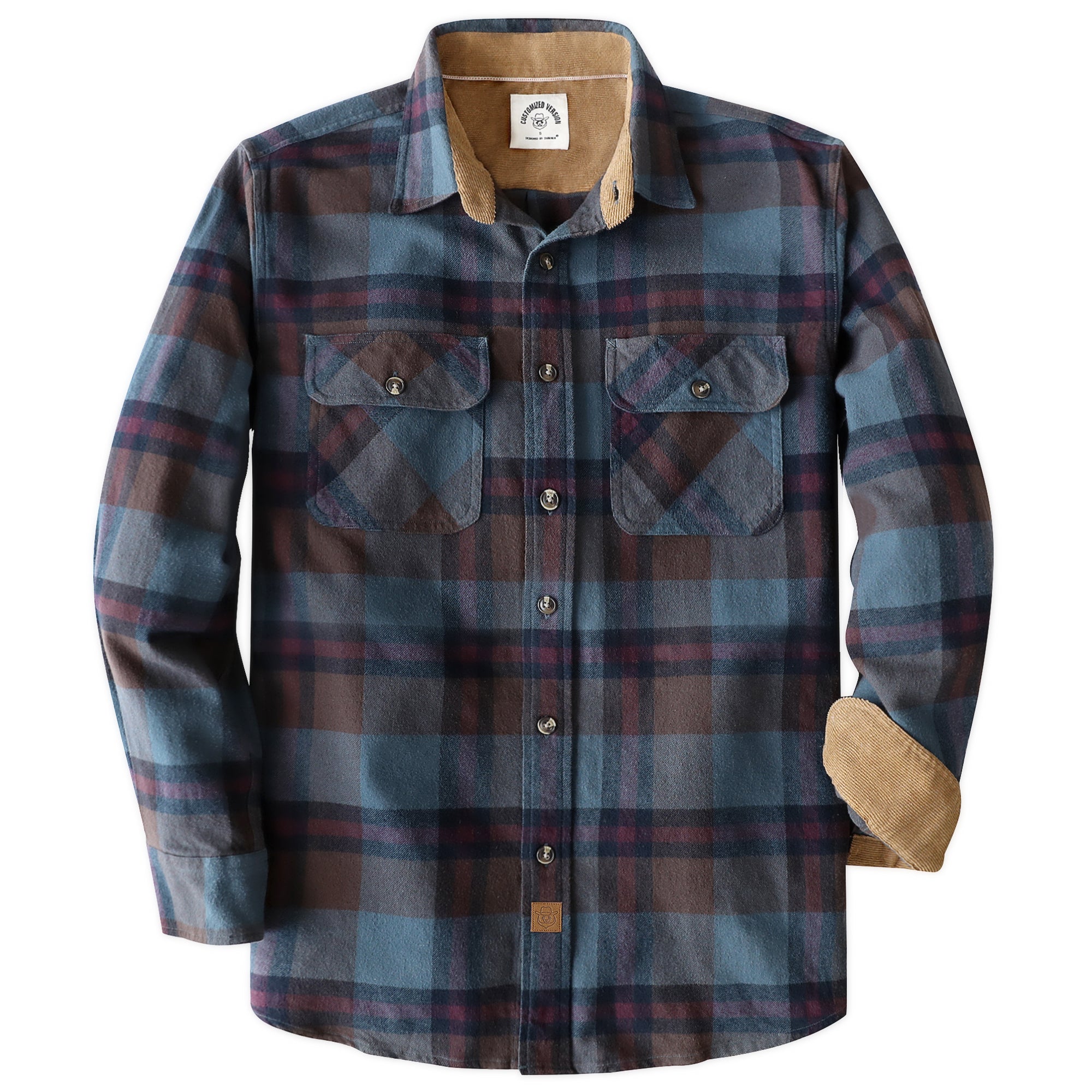 Dubinik® Mens Flannel Shirt Long Sleeve Button Down Plaid All Cotton Soft Brushed Flannel Shirt For Men Utility Casual Shirt #0030026