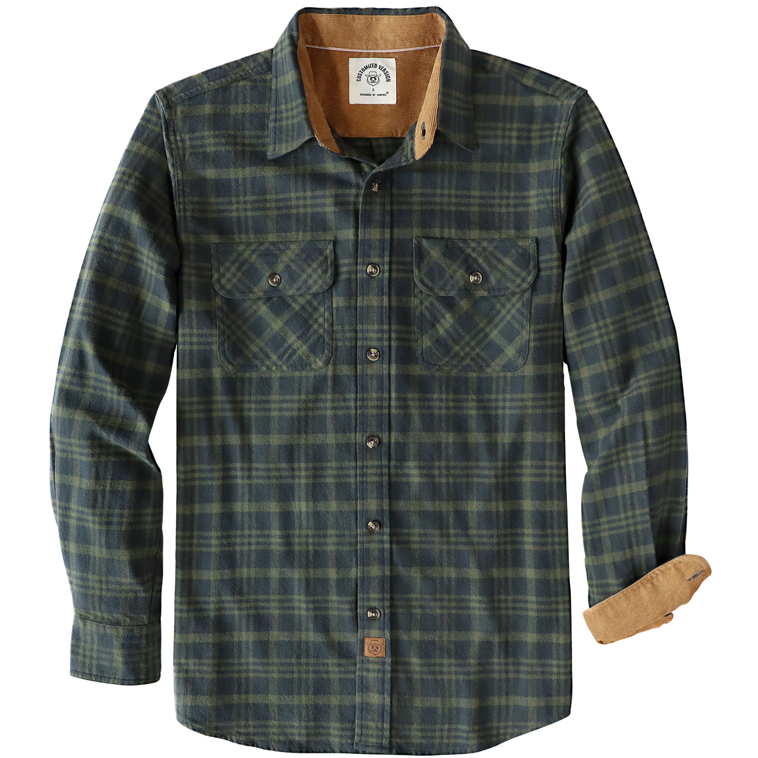 Chemise en flanelle Dubinik® pour homme, manches longues, boutonnée, à carreaux, tout en coton doux et brossé, chemise utilitaire décontractée pour homme #0030022