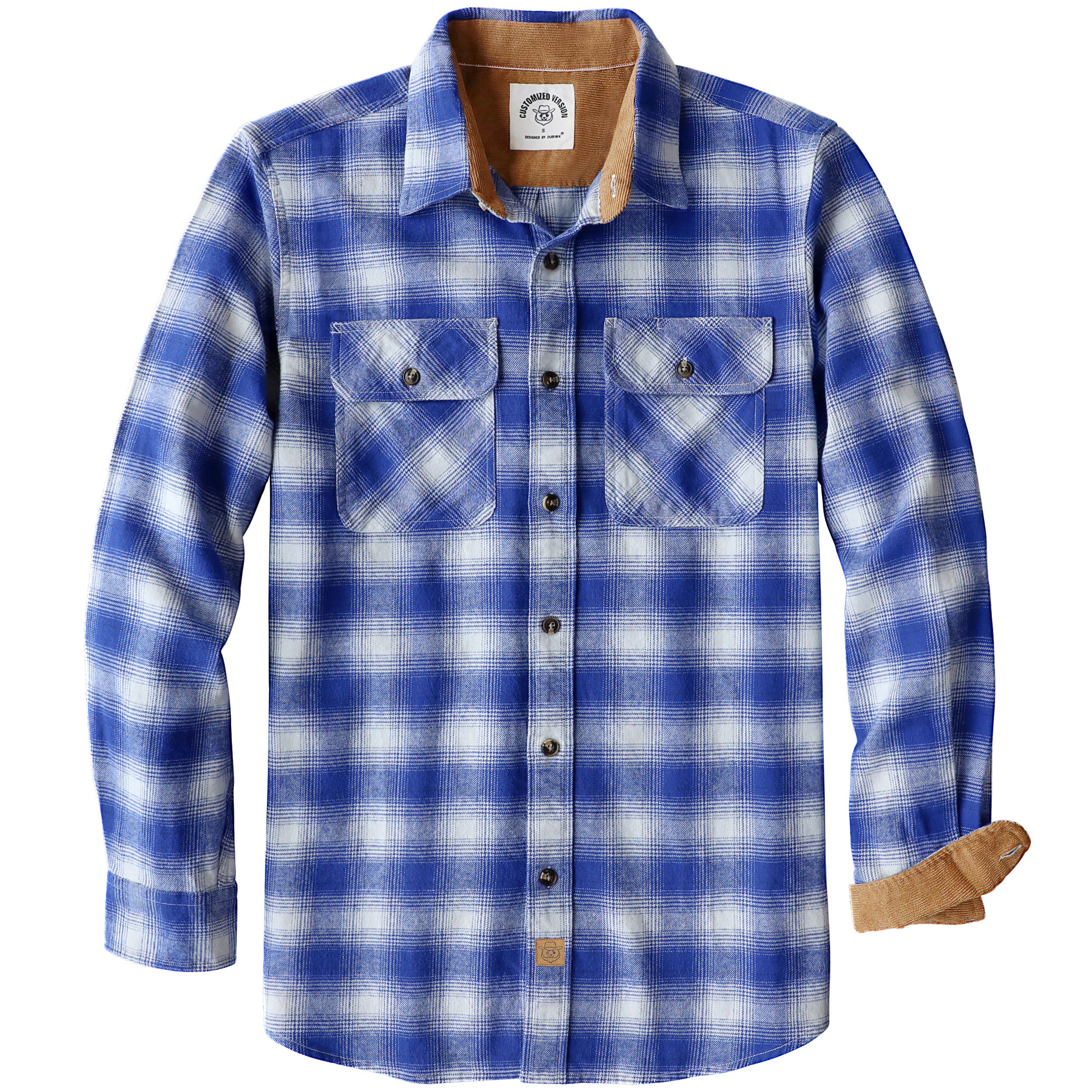 Dubinik® Mens Flannel Shirt Long Sleeve Button Down Plaid All Cotton Soft Brushed Flannel Shirt For Men Utility Casual Shirt #0030017