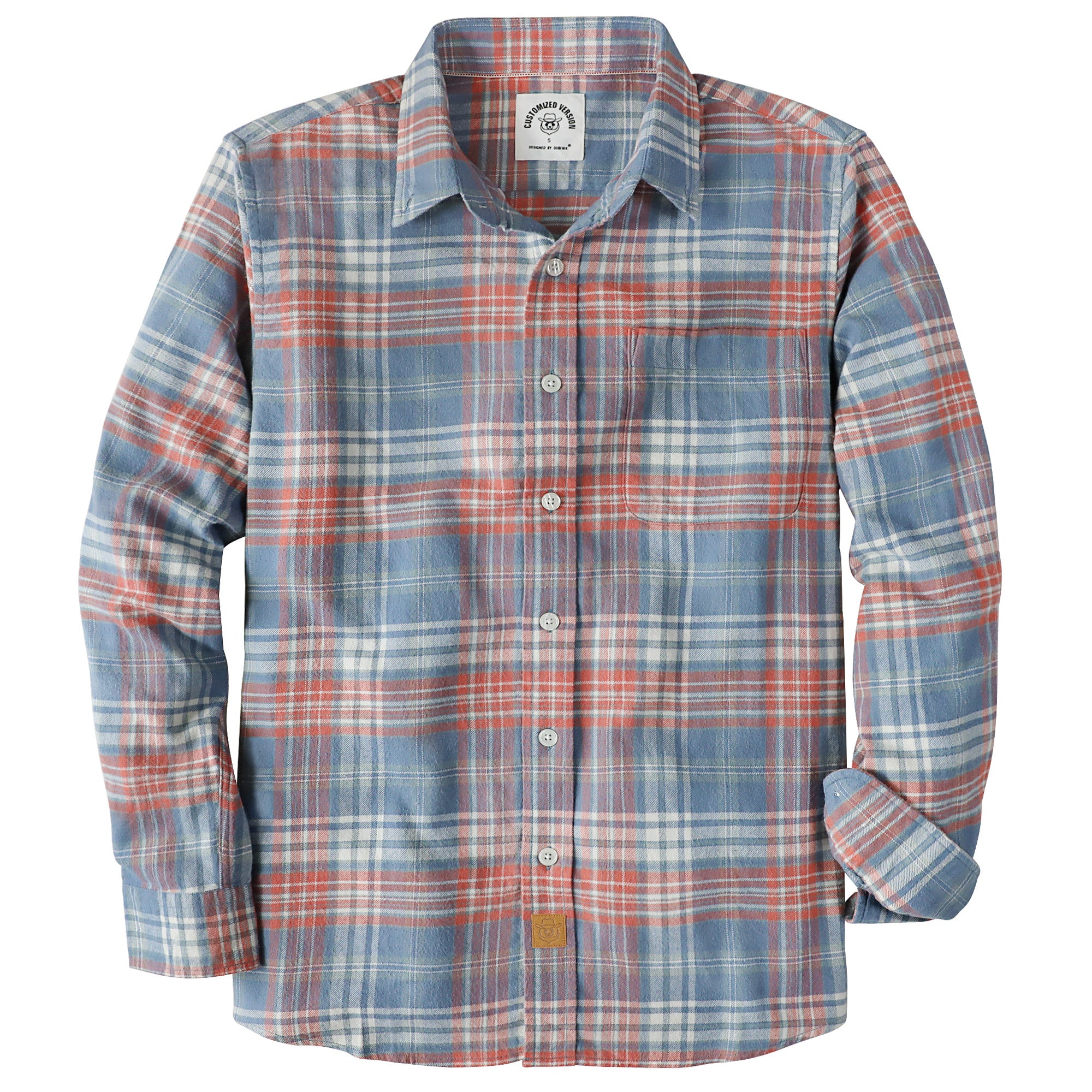 Dubinik® Mens Flannel Shirts Long Sleeve Button Down Casual Work Plaid Shirt Men All Cotton Soft with Pocket Regular Fit03-51