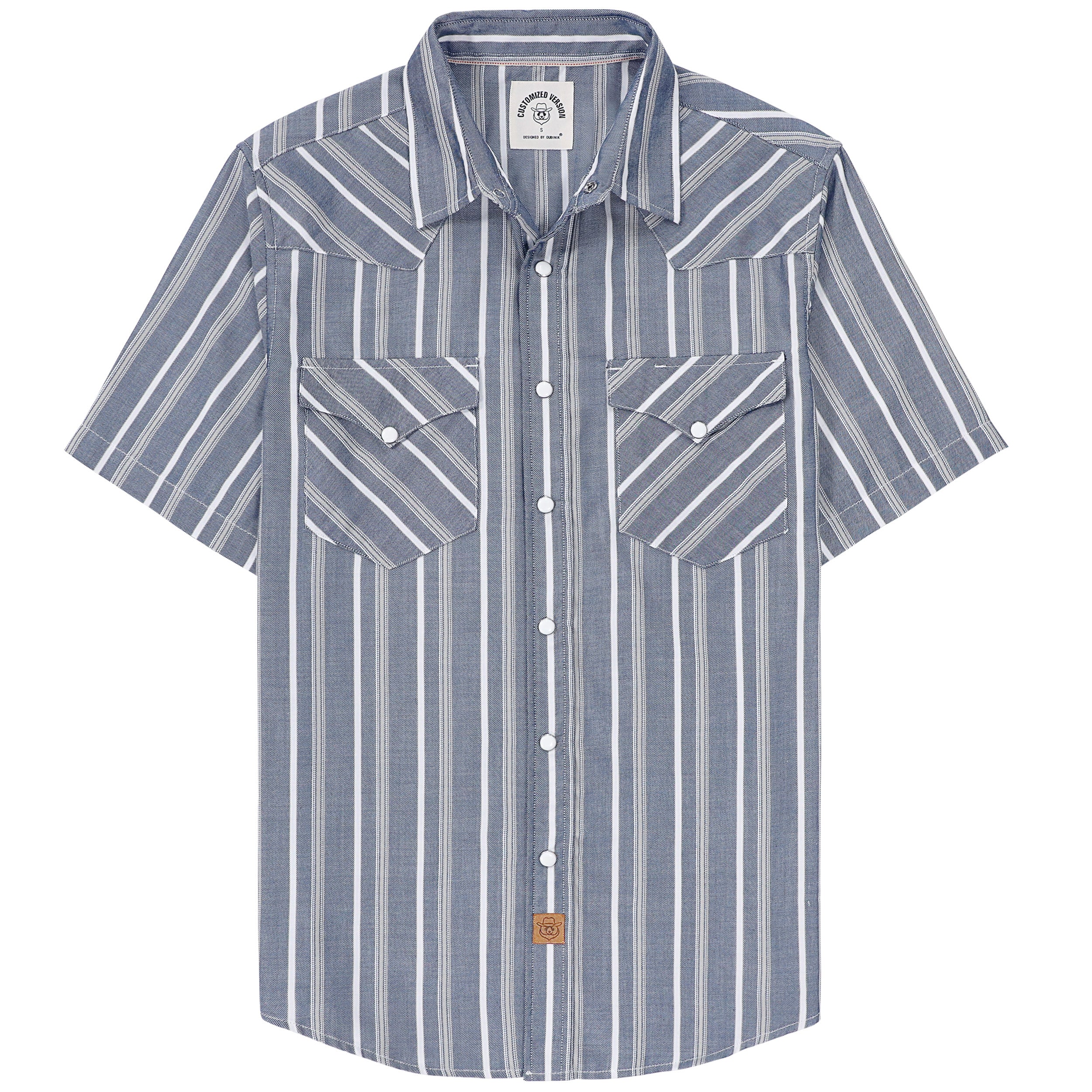 Chemises à carreaux à manches courtes pour hommes en fibre de bambou Dubinik®, style cowboy occidental, style vintage décontracté, avec boutons-pression nacrés, #29504