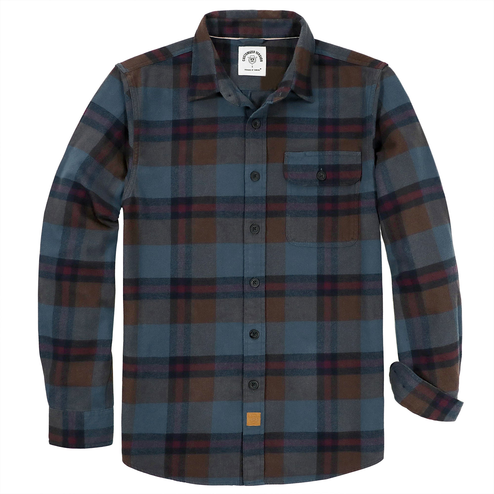 Chemise à carreaux Dubinik® à manches longues et mi-lourde pour homme, chaude, décontractée et douce, en coton, boutonnée, #3402