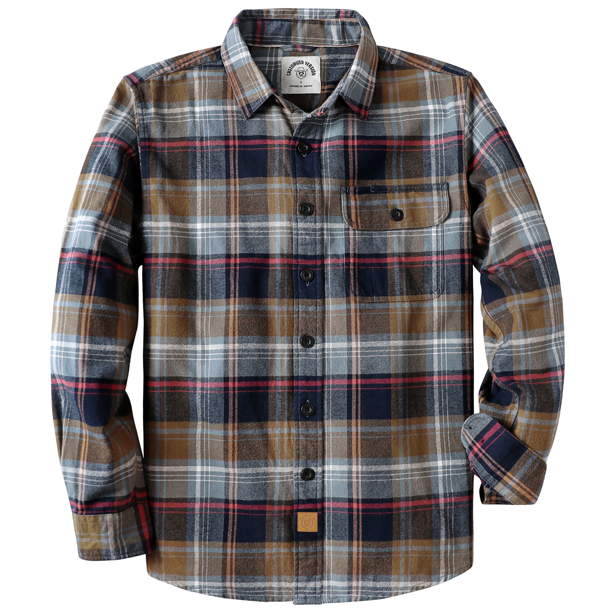 Dubinik® Mens Long Sleeve Midweight Flannel Shirt Warm Casual Soft Cotton Button Down Plaid Shirt #3412