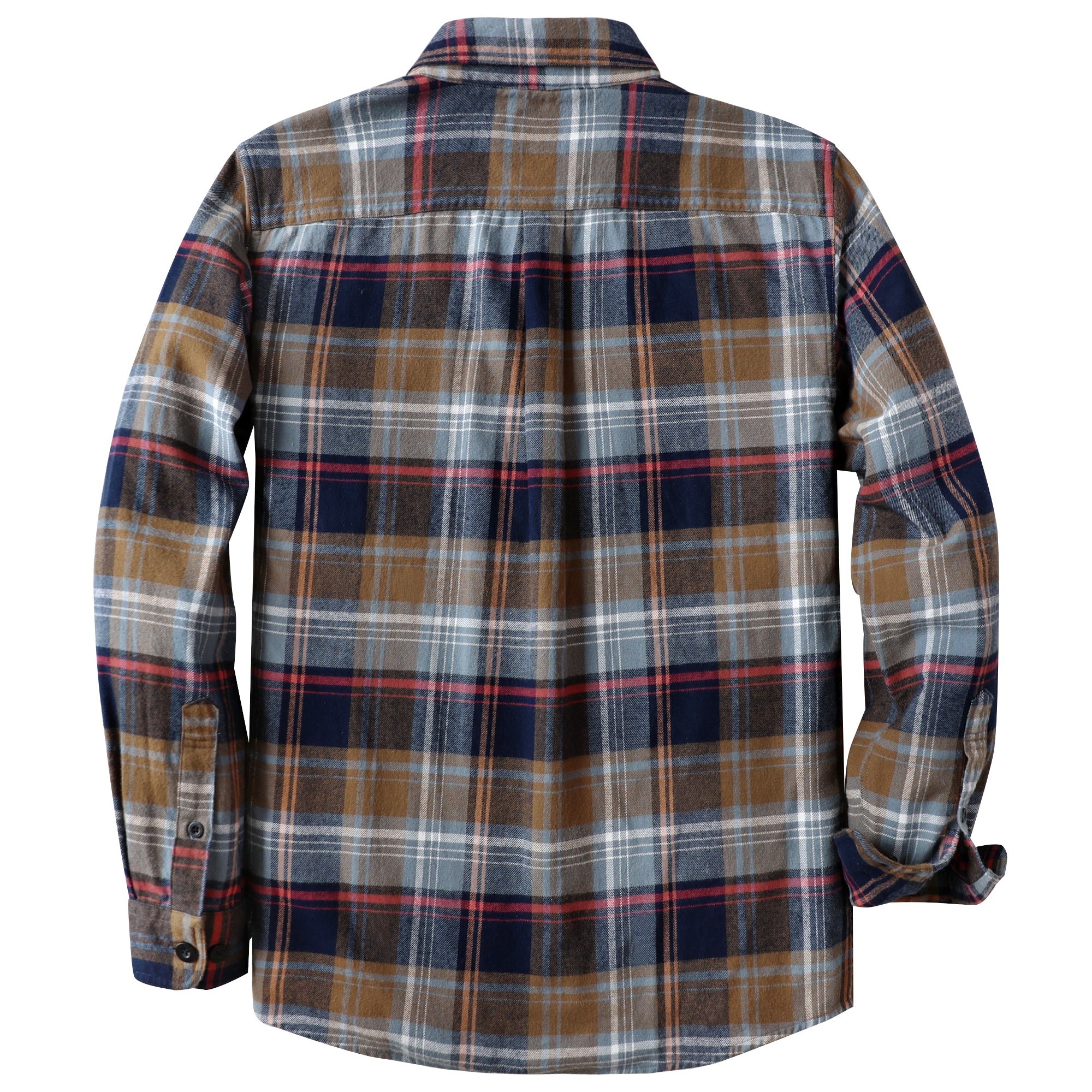 Dubinik® Mens Long Sleeve Midweight Flannel Shirt Warm Casual Soft Cotton Button Down Plaid Shirt #3412