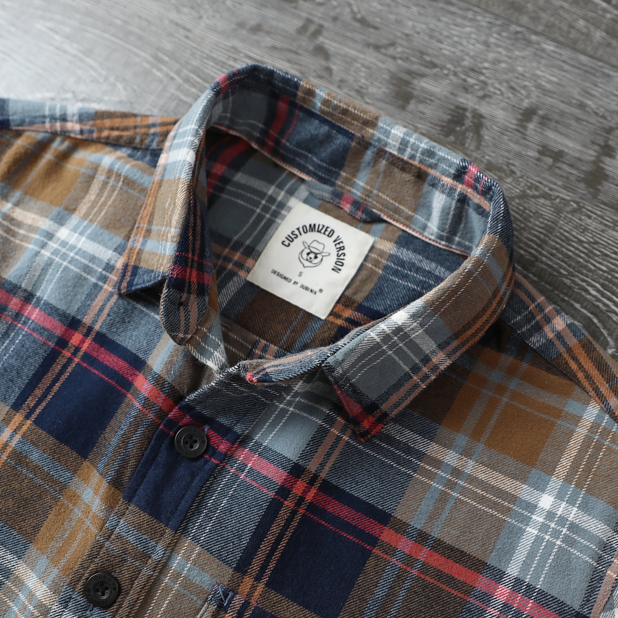 Dubinik® Mens Long Sleeve Midweight Flannel Shirt Warm Casual Soft Cotton Button Down Plaid Shirt #3412