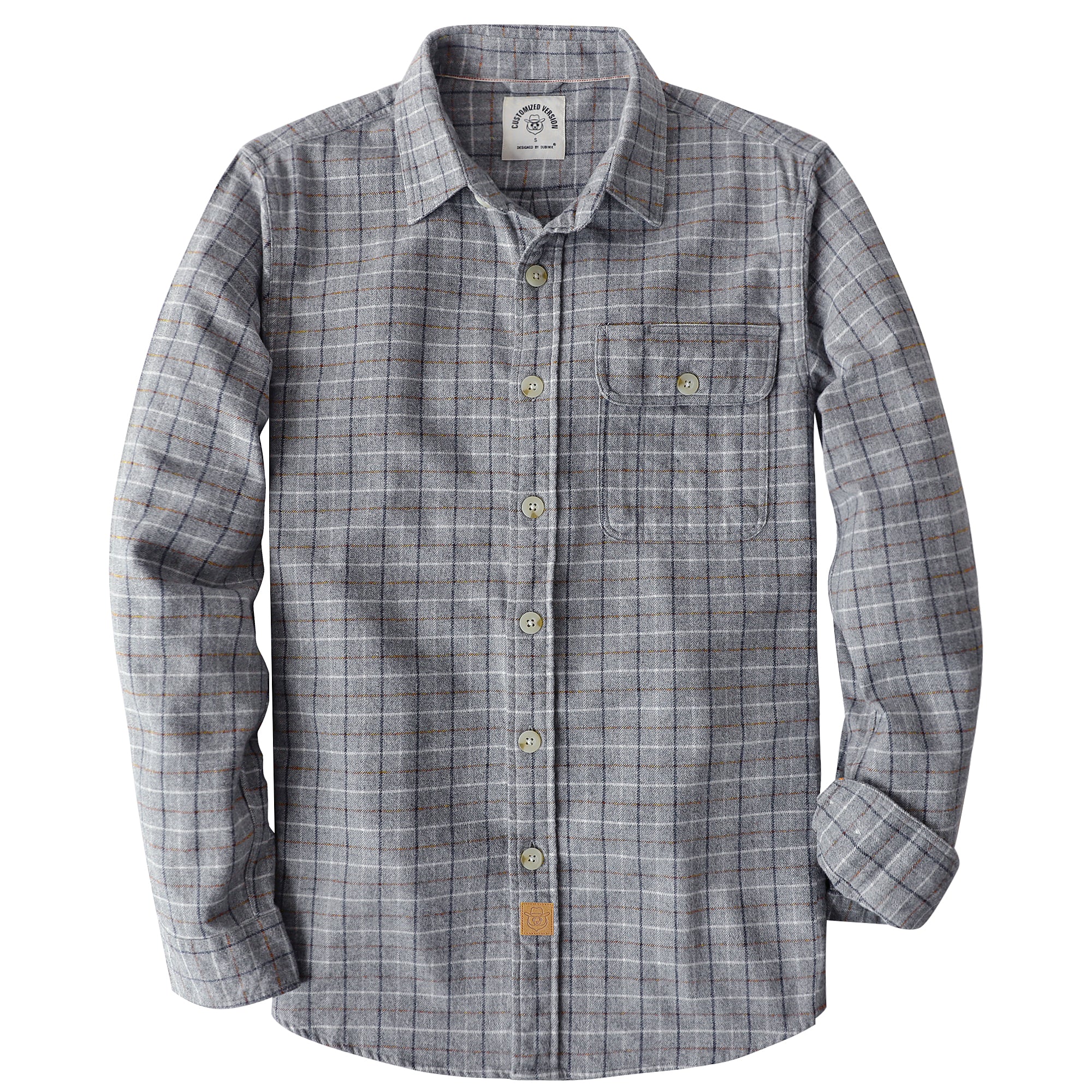 Dubinik® Mens Long Sleeve Midweight Flannel Shirt Warm Casual Soft Cotton Button Down Plaid Shirt #3419