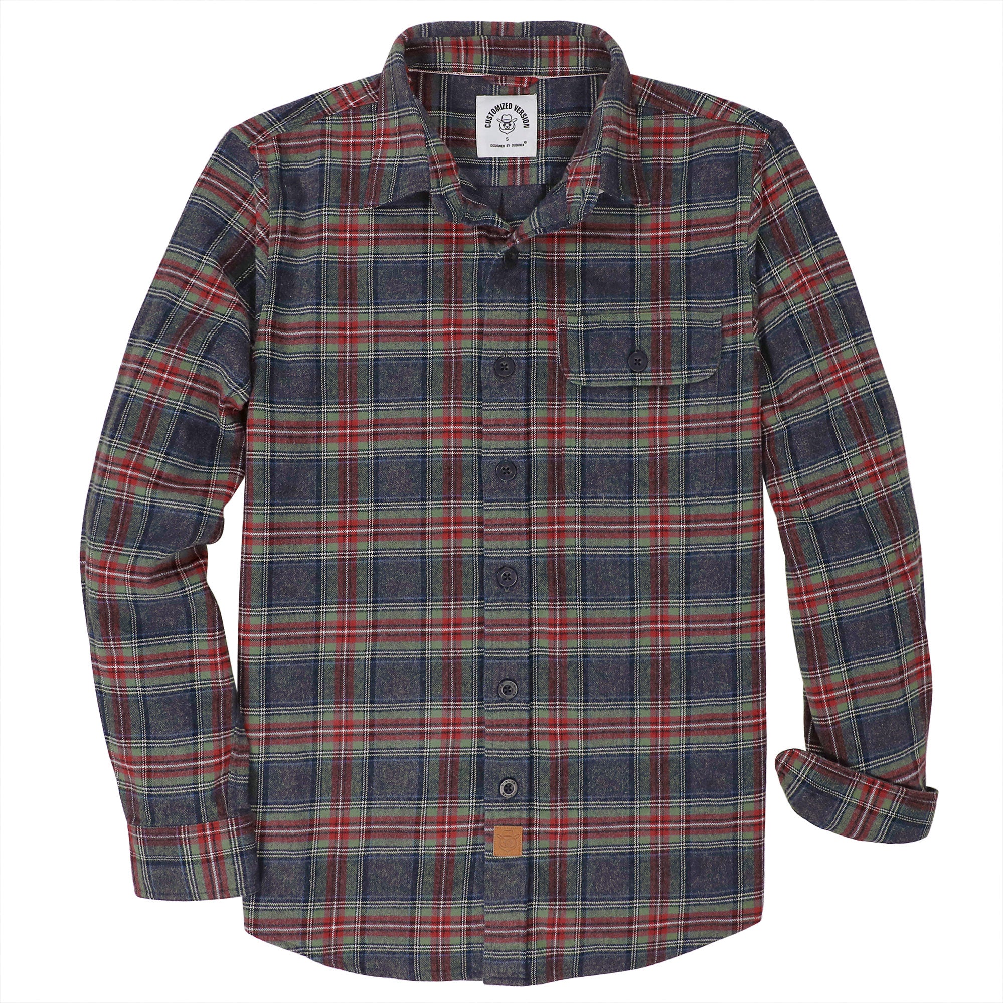 Dubinik® Mens Long Sleeve Midweight Flannel Shirt Warm Casual Soft Cotton Button Down Plaid Shirt #3409