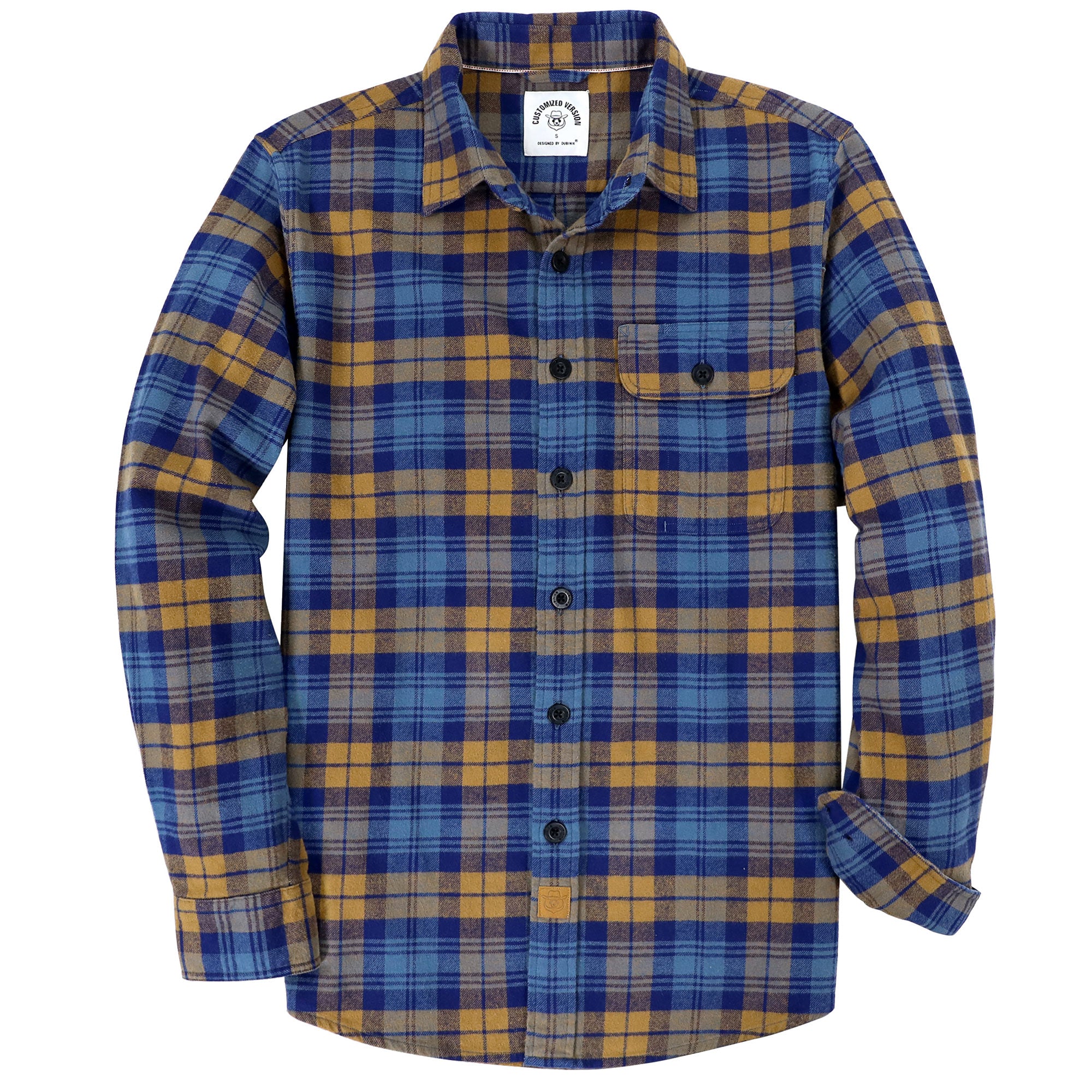 Chemise à carreaux Dubinik® à manches longues et mi-lourde pour homme, chaude, décontractée et douce, en coton, à boutons, #3408