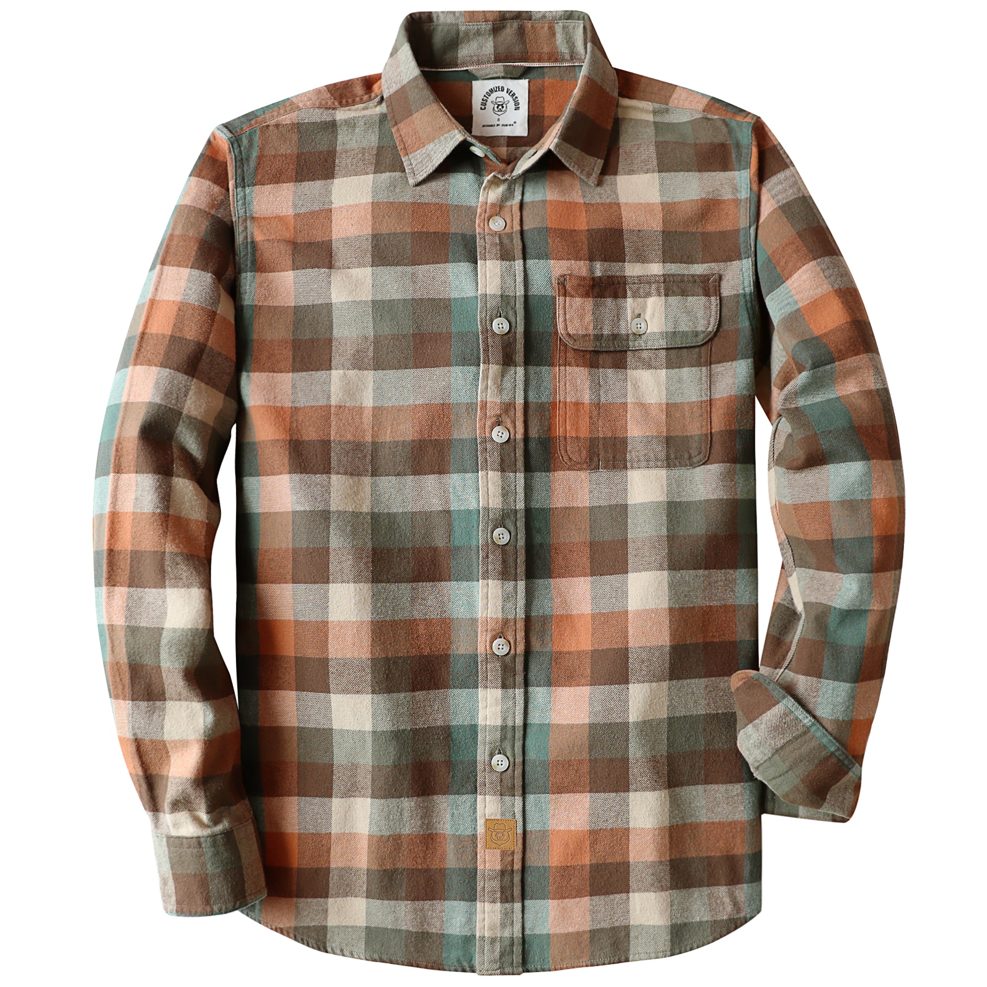 Dubinik® Mens Long Sleeve Midweight Flannel Shirt Warm Casual Soft Cotton Button Down Plaid Shirt #3401