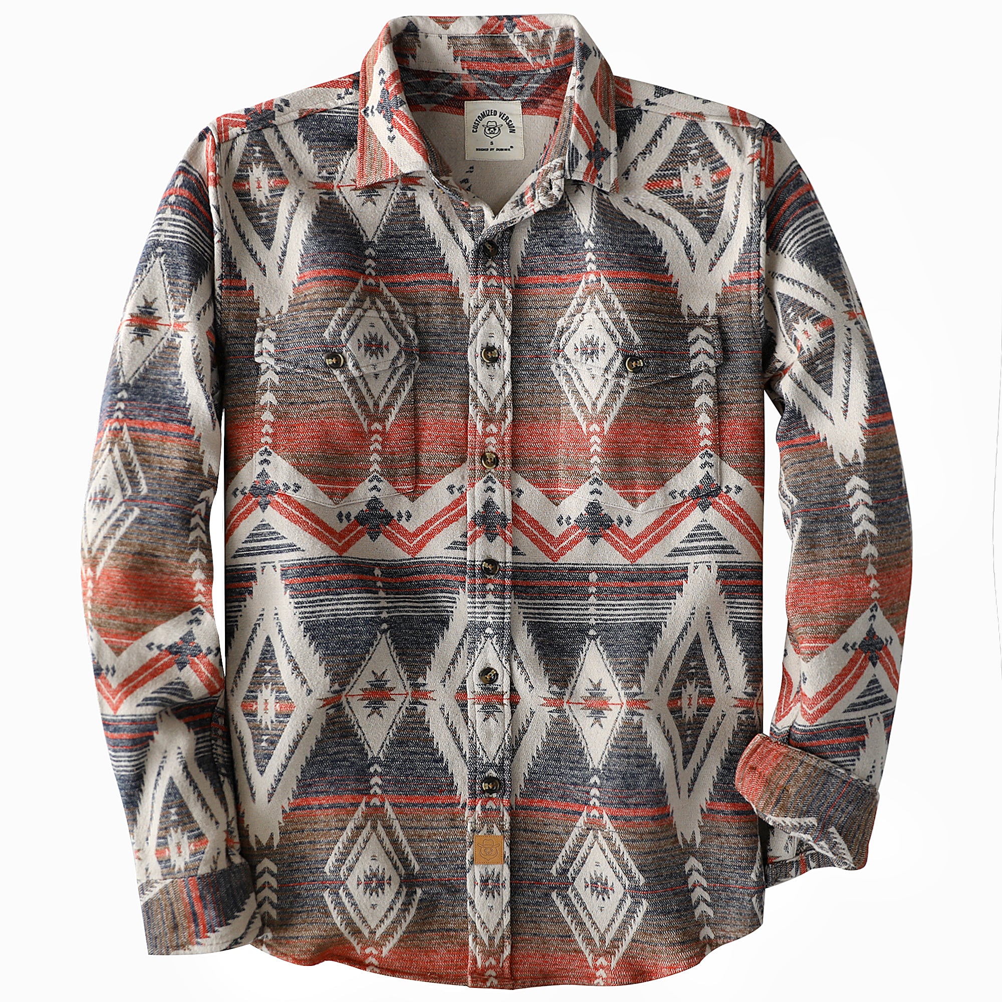 Chemise en flanelle épaisse Dubinik® pour homme, motif aztèque, manches longues, boutonnée, tout en coton doux brossé, style cowboy, style décontracté, #30029