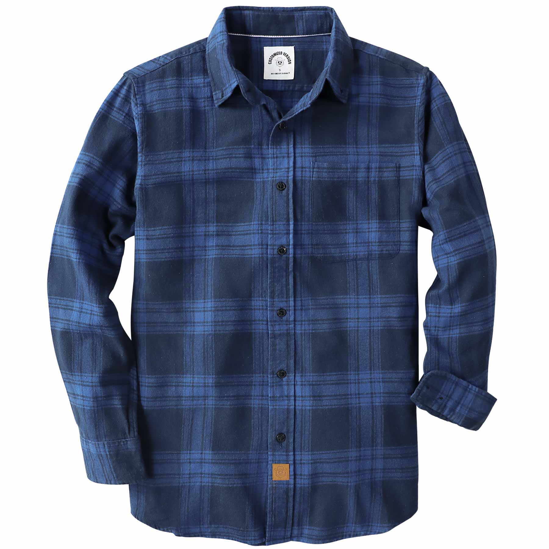 Chemise en flanelle Dubinik® pour homme, 100 % coton, manches longues, à carreaux, douce, décontractée, boutonnée, #66009