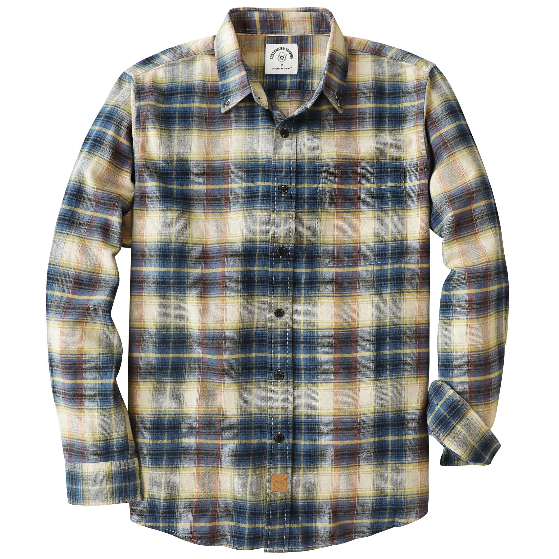 Dubinik® Flanellhemd für Herren, 100 % Baumwolle, Herren-Flanellhemden, langärmelig, kariert, weich, lässig, Button-Down-Hemd, Herren #66043